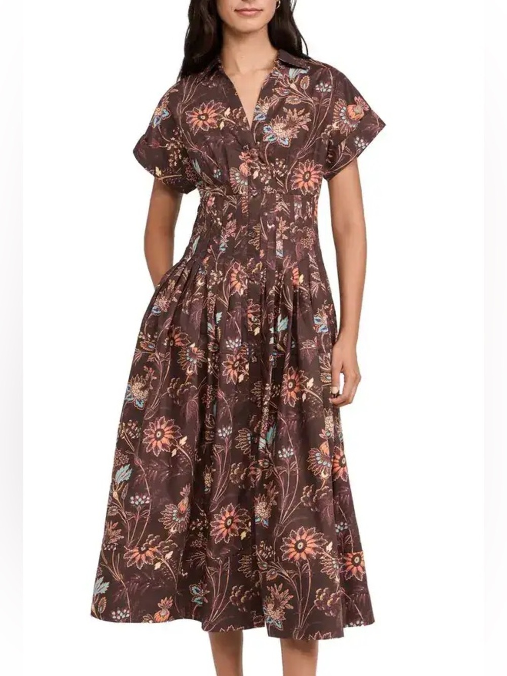 Cara Cara Nash Midi Dress Brown Vint Blossom
